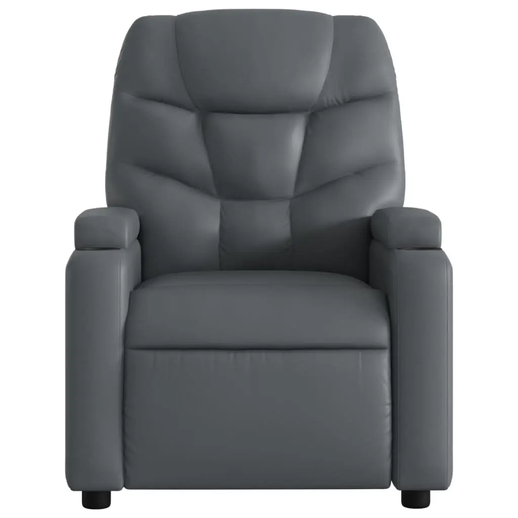 Recliner Chair Massage Vibration Faux Leather 6 Point Manual Grey