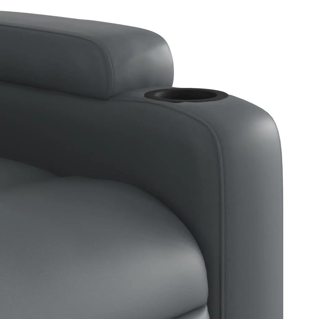 Recliner Chair Massage Vibration Faux Leather 6 Point Manual Grey