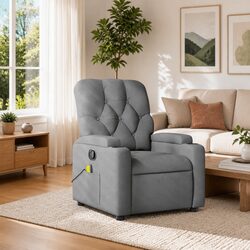 Warm and Reliable Grey Fabric Massage Recliner Chair