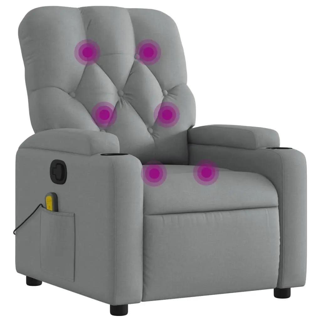 Recliner Chair Manual Vibration Massage Fabric Grey Armchair