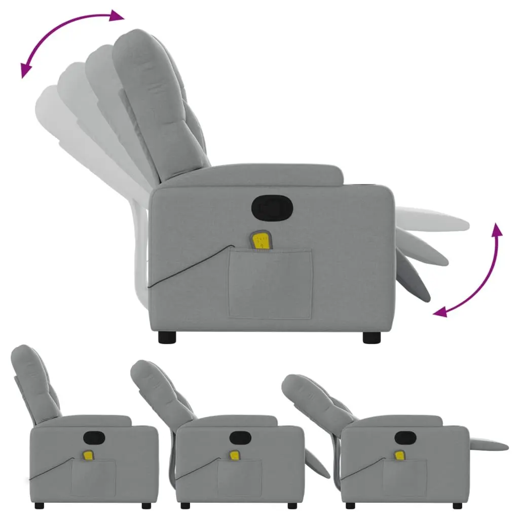 Recliner Chair Manual Vibration Massage Fabric Grey Armchair