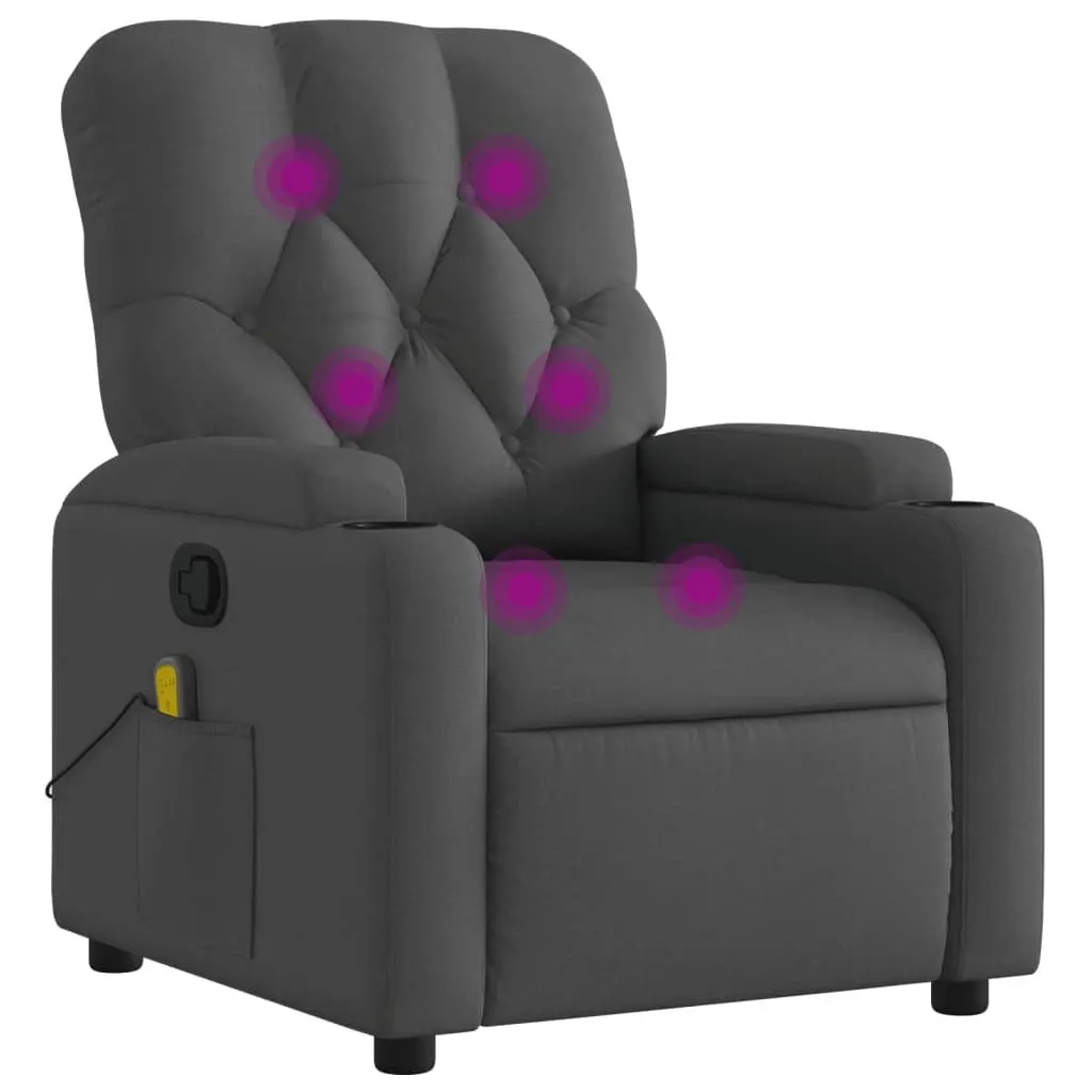 Massage Recliner Chair Manual Reclining Armchair 135 Degrees Grey Fabric