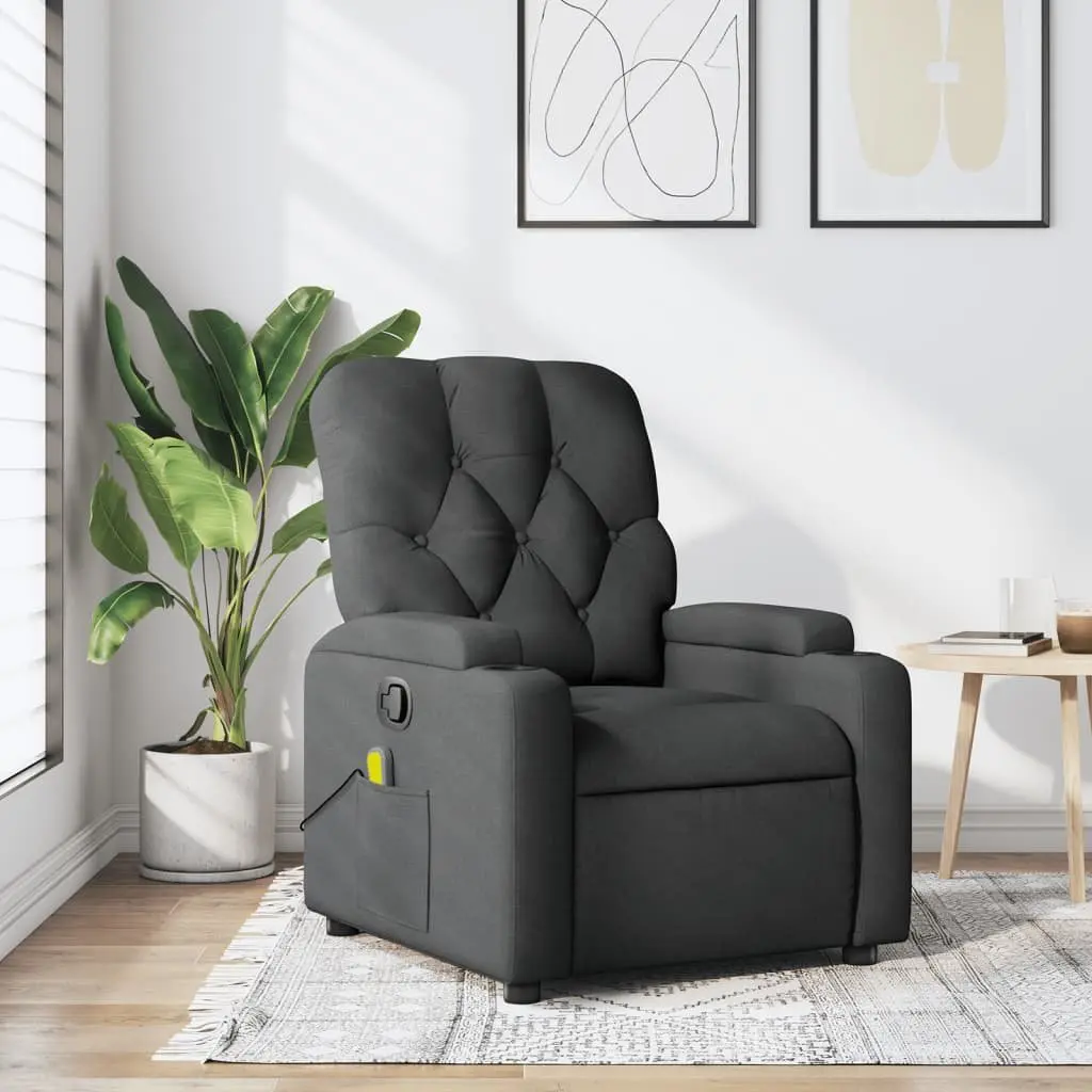 Massage Recliner Chair Manual Reclining Armchair 135 Degrees Grey Fabric