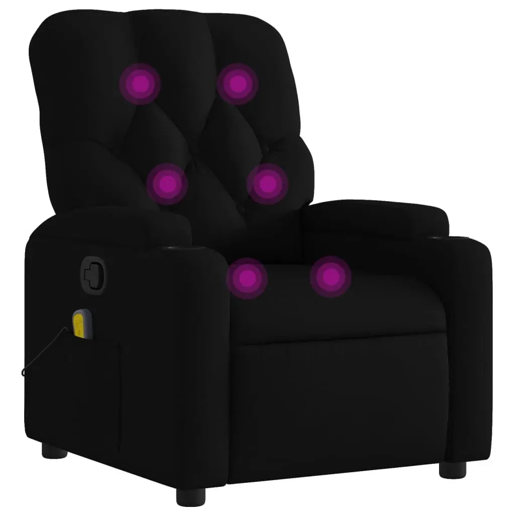 Recliner Chair Vibration Massage Manual Black Fabric Lounge Armchair