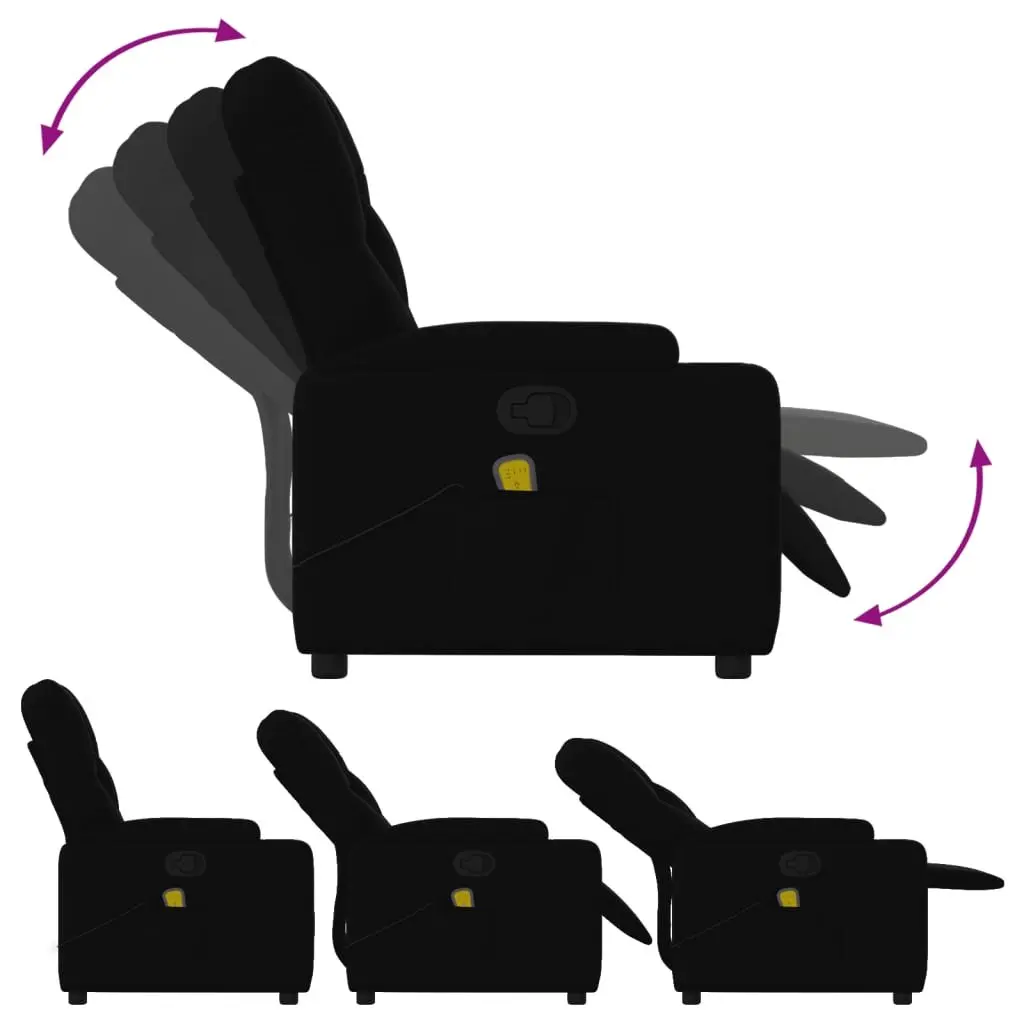 Recliner Chair Vibration Massage Manual Black Fabric Lounge Armchair
