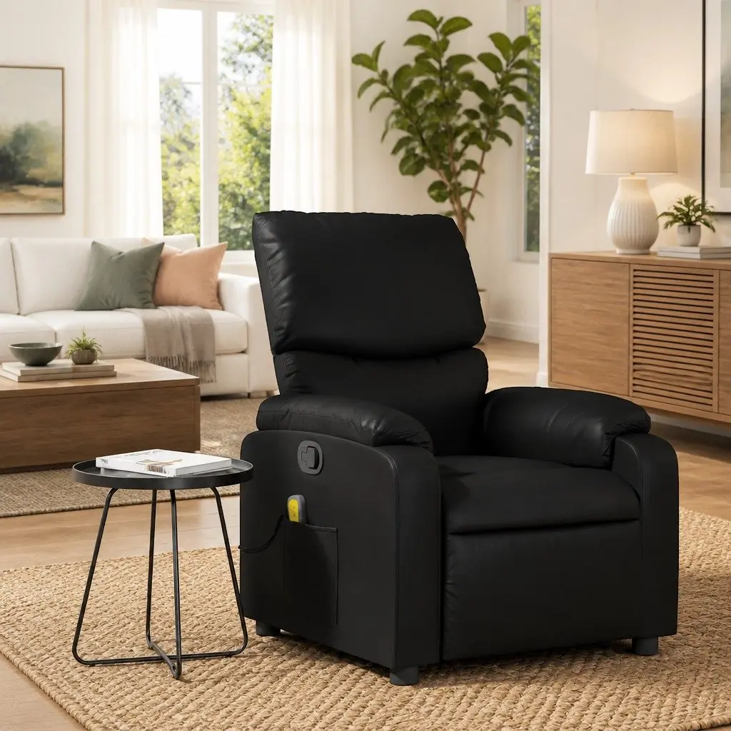 Black Faux Leather Recliner