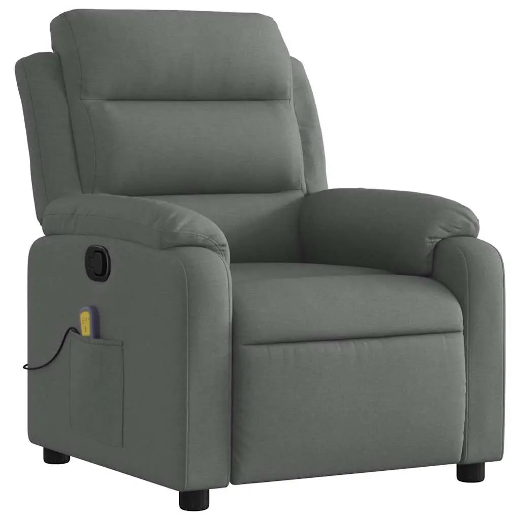 Massage Recliner Chair Manual Recline Vibration 6 Point Grey Fabric Armchair