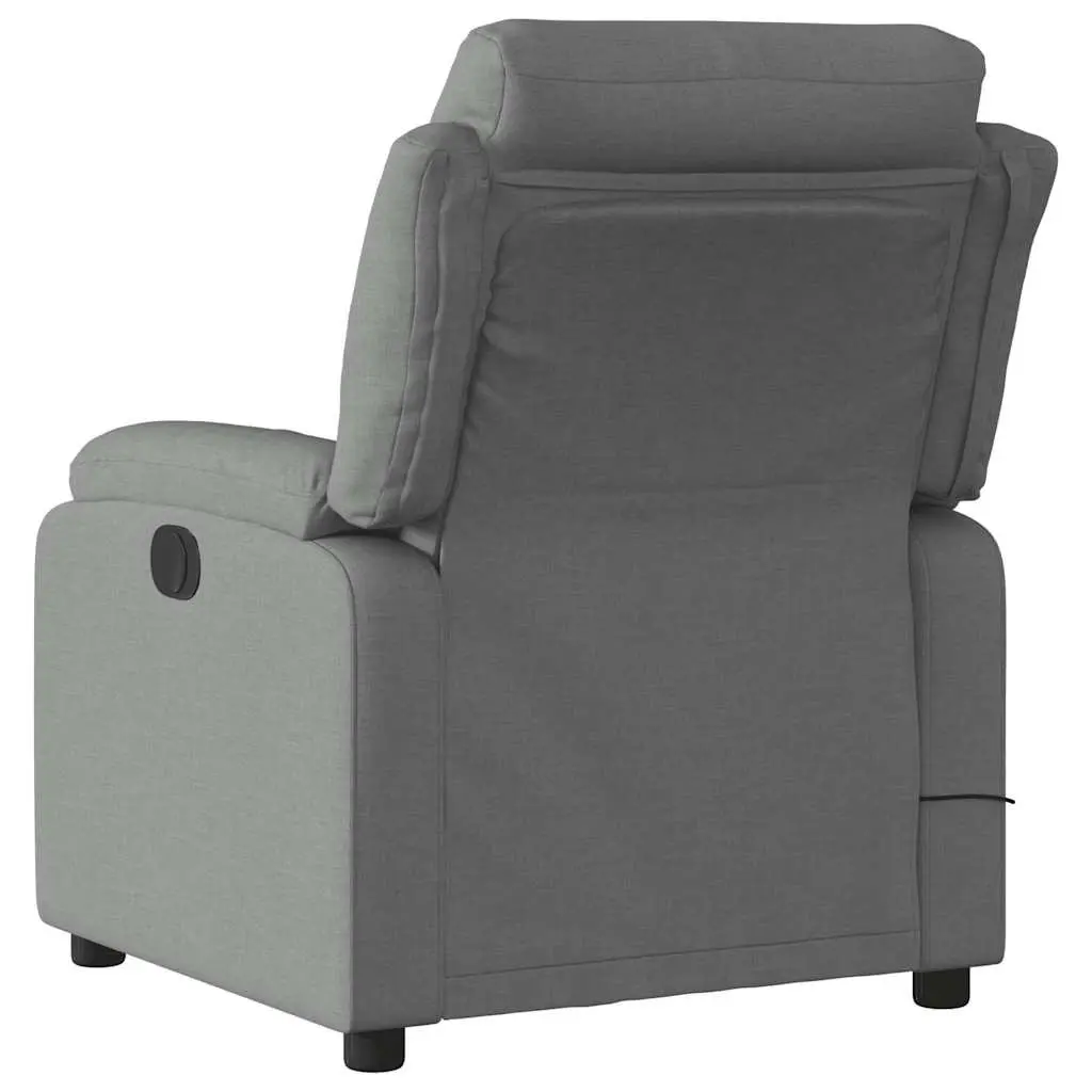 Massage Recliner Chair Manual Recline Vibration 6 Point Grey Fabric Armchair