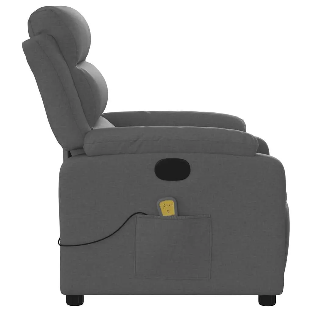 Massage Recliner Chair Manual Recline Vibration 6 Point Grey Fabric Armchair