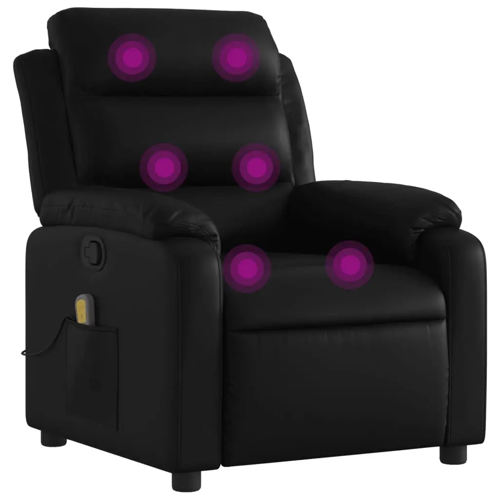 Massage Recliner Chair Manual Reclining Vibration 135 Degrees Black Faux Leather