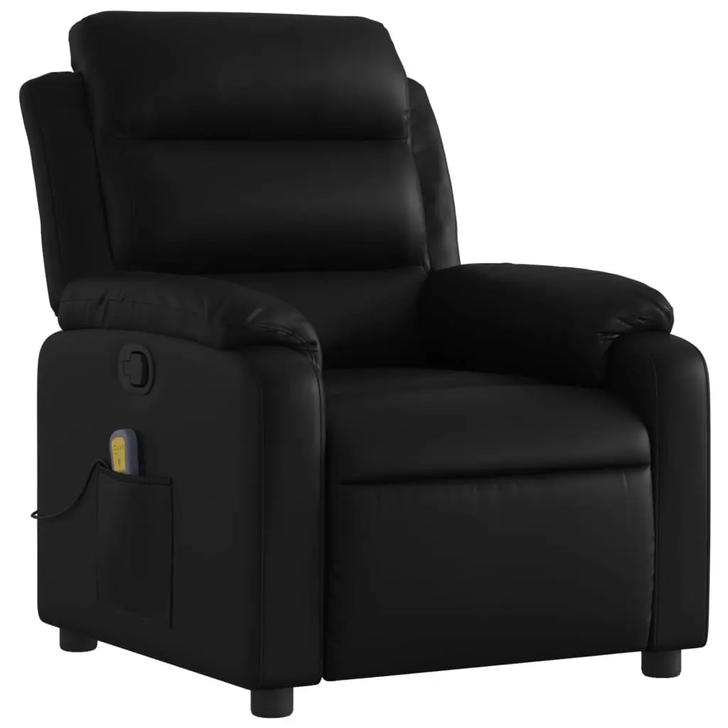 Massage Recliner Chair Manual Reclining Vibration 135 Degrees Black Faux Leather