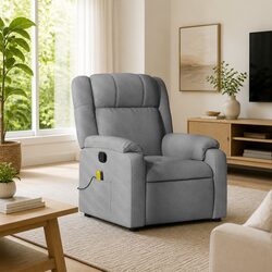 Light Grey Fabric Recliner Chair with Relaxing Massage