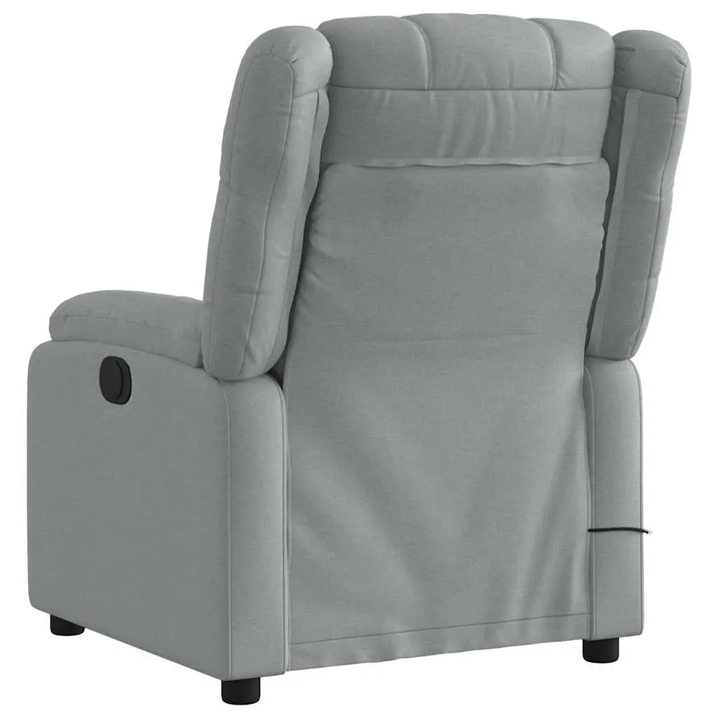Massage Recliner Chair Manual Reclining Light Grey Fabric Lounge Seat