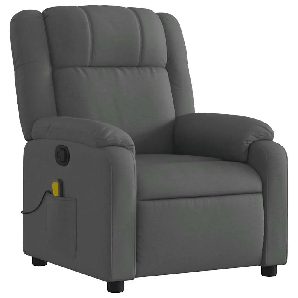 Recliner Chair Massage Vibration 6 Points Manual Dark Grey Fabric