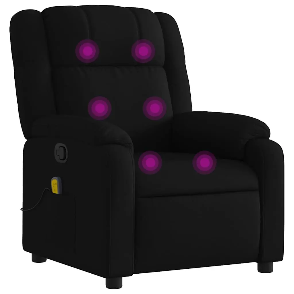 Massage Recliner Chair Black Fabric Manual Recline Vibration Armchair Lounge