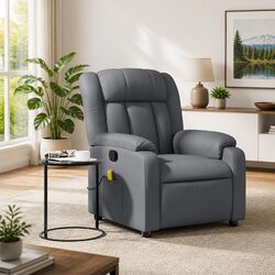 Comfortable Grey Recliner Chair with Massage Feature