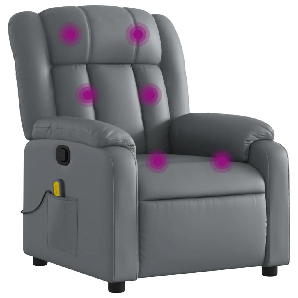 Grey Recliner Chair with Massage Feature