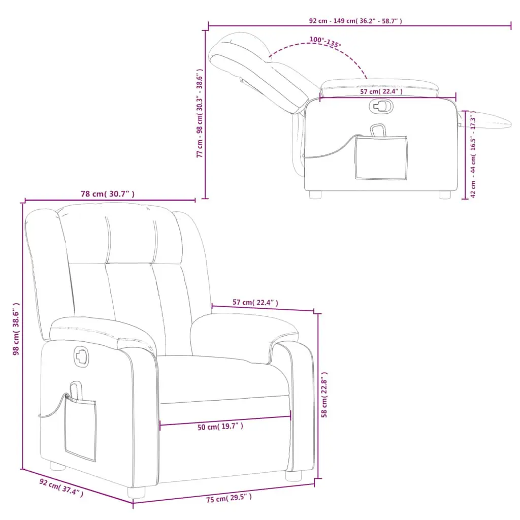 Grey Recliner Chair with Massage Feature