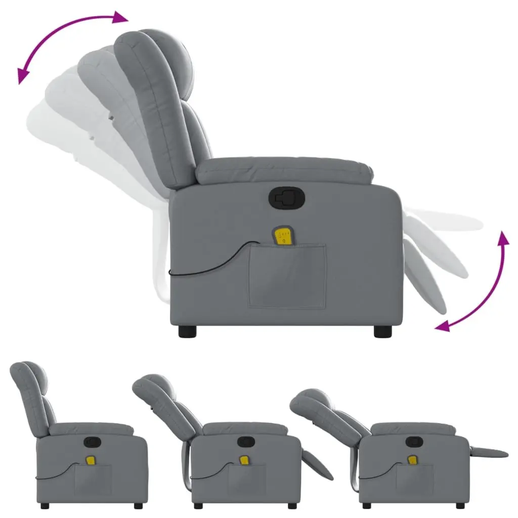 Grey Recliner Chair with Massage Feature