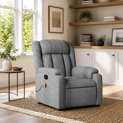 Comfortable Grey Fabric Massage Recliner for Relaxation