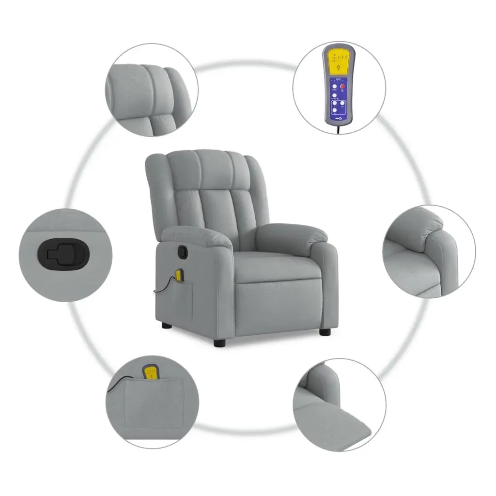 Grey Fabric Massage Recliner for Relaxation