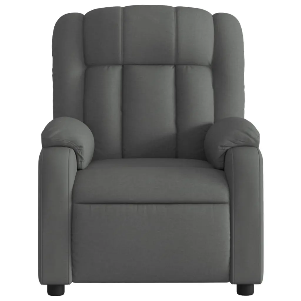 Massage Recliner Chair Manual Recline 135 Degrees Grey Fabric 6 Vibration Points
