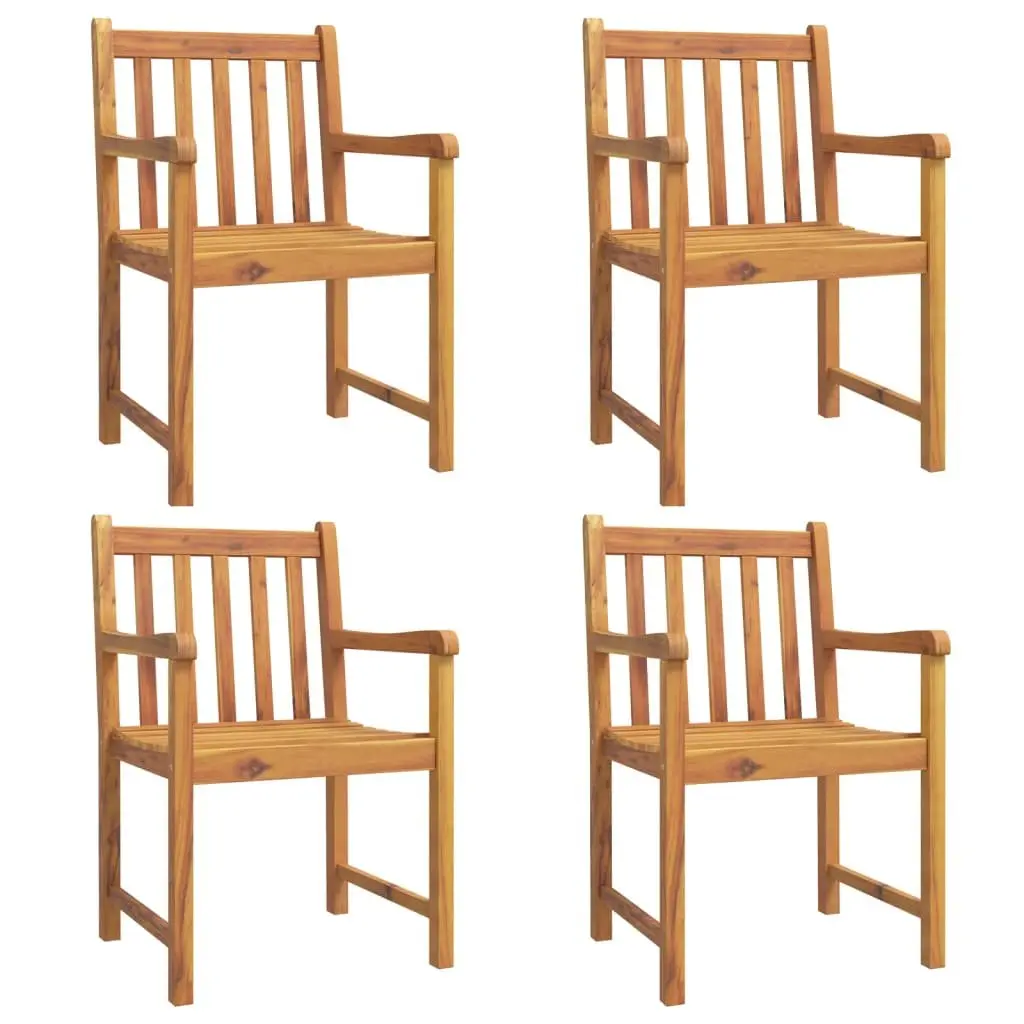 Wooden Garden Chairs Set of 4 Outdoor Seating with Armrests Backrest Brown