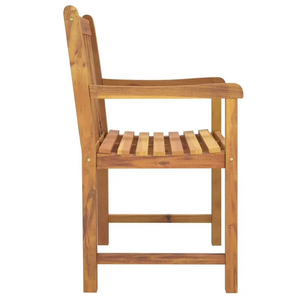 Wooden Garden Chairs Set of 4 Outdoor Seating with Armrests Backrest Brown