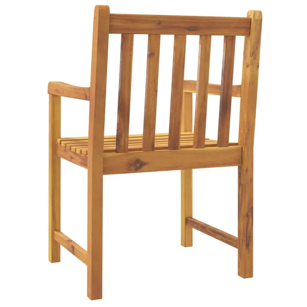 Wooden Garden Chairs Set of 4 Outdoor Seating with Armrests Backrest Brown