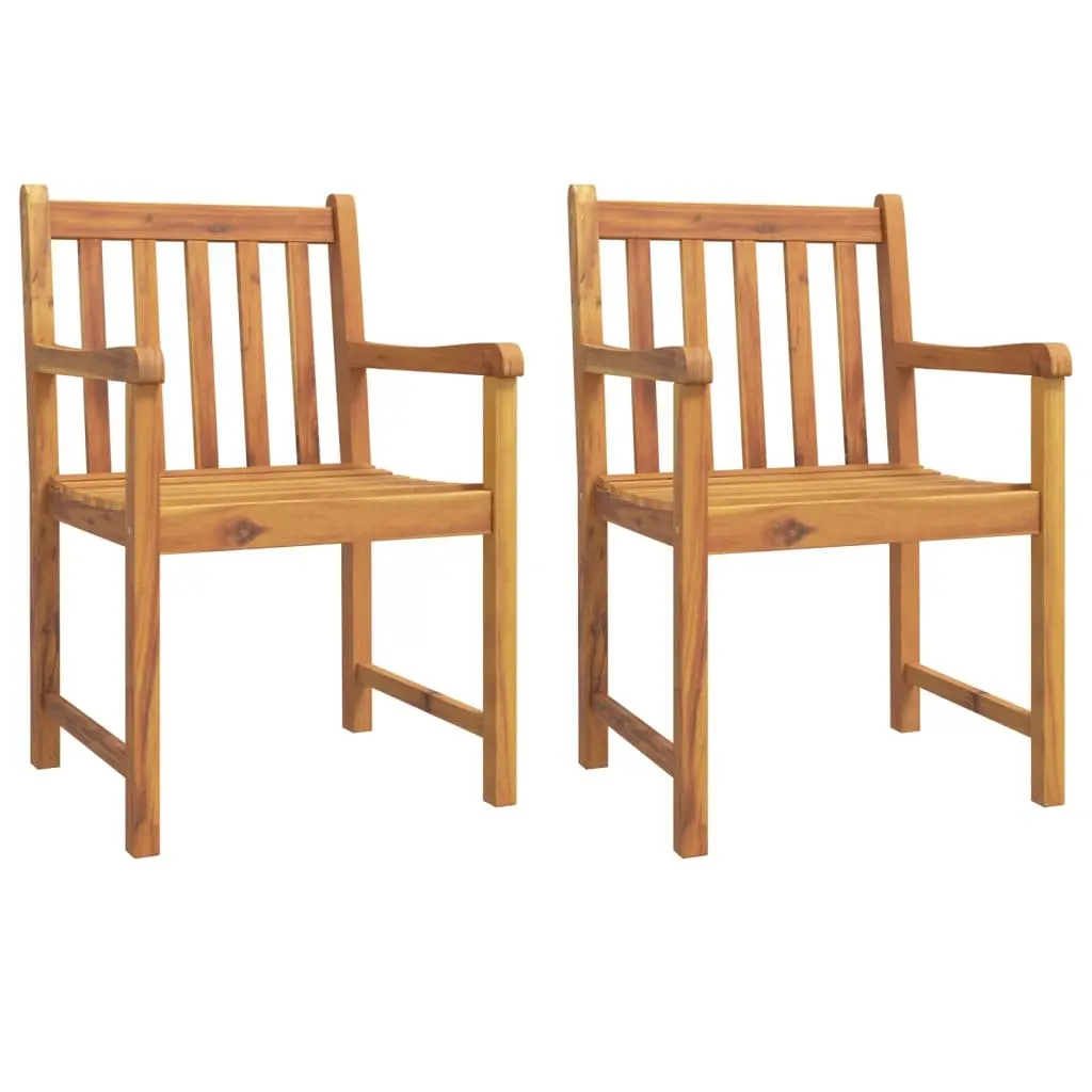 3 Piece Garden Dining Set Outdoor Furniture Solid Acacia Wood Brown Table Chairs