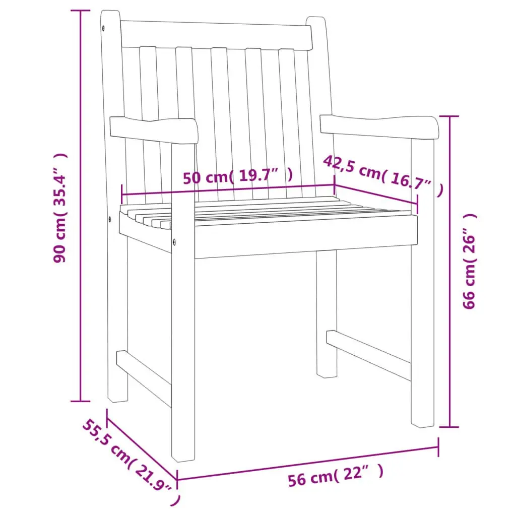 3 Piece Garden Dining Set Outdoor Furniture Solid Acacia Wood Brown Table Chairs