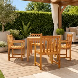 Reliable 5-Piece Garden Dining Set Made of Acacia Wood