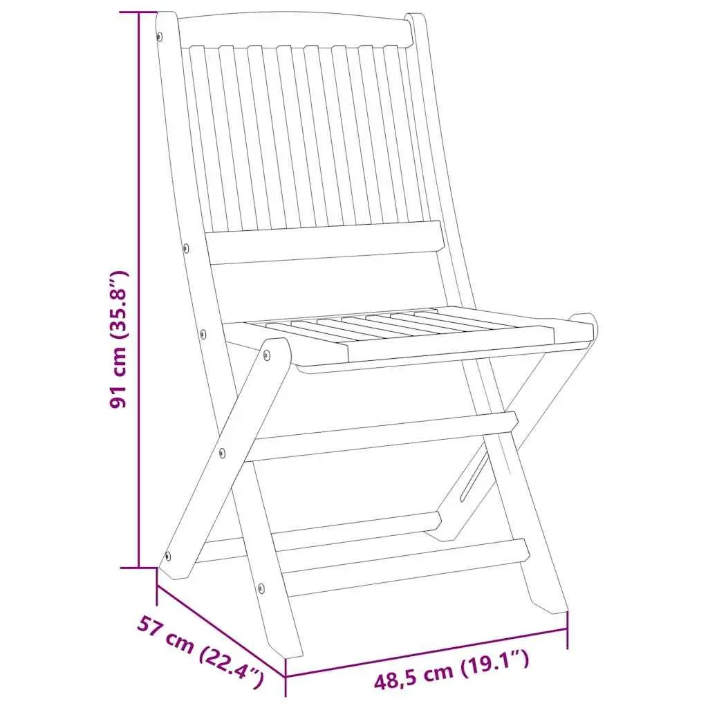 Folding Garden Dining Set Outdoor Furniture 3 Piece Solid Wood Acacia Brown