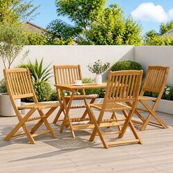 Reliable 5-Piece Solid Acacia Wood Dining Set for Outdoors
