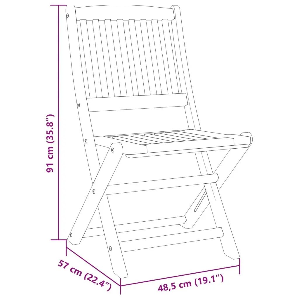 Folding Garden Dining Set Outdoor Patio Table Chairs 3 Piece Brown Solid Acacia Wood
