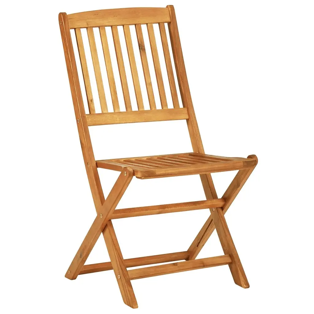 Folding Garden Dining Set Outdoor Patio Table Chairs 3 Piece Brown Solid Acacia Wood
