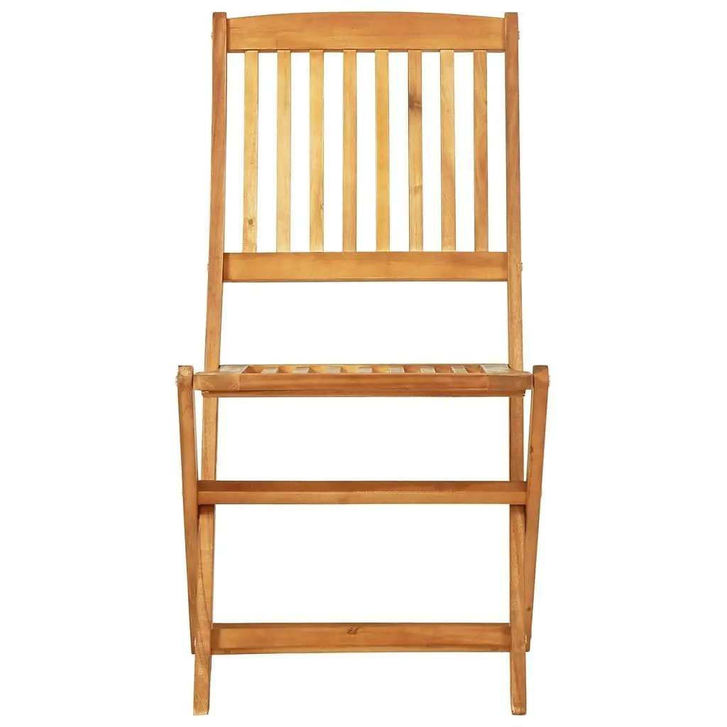 Folding Garden Dining Set Outdoor Patio Table Chairs 3 Piece Brown Solid Acacia Wood