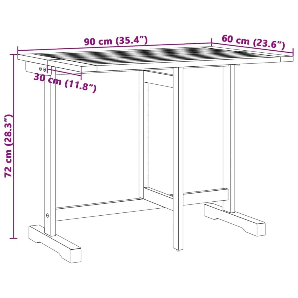 Folding Garden Dining Set 3 Piece Outdoor Bistro Table Chairs Wood Patio