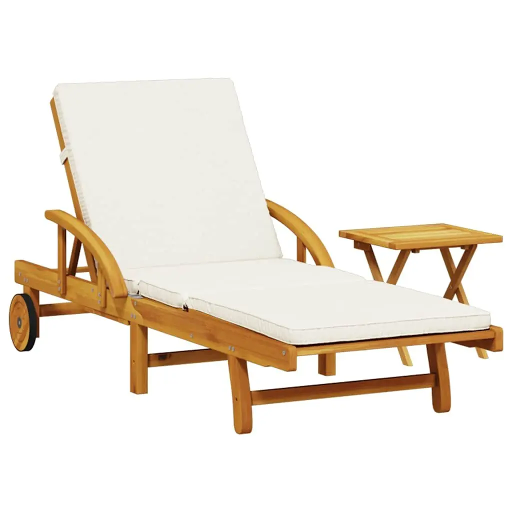 Sun Lounger with Pull-Out Table for Relaxation