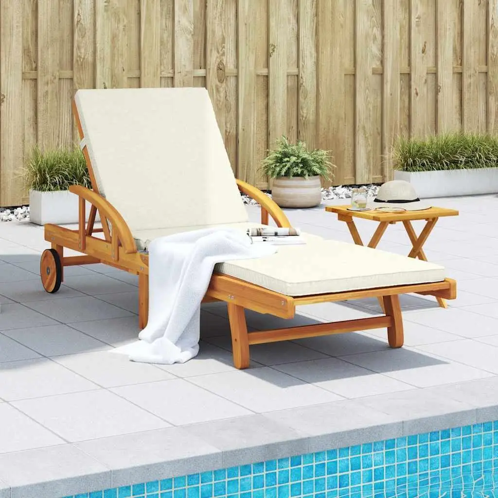 Sun Lounger with Pull-Out Table for Relaxation