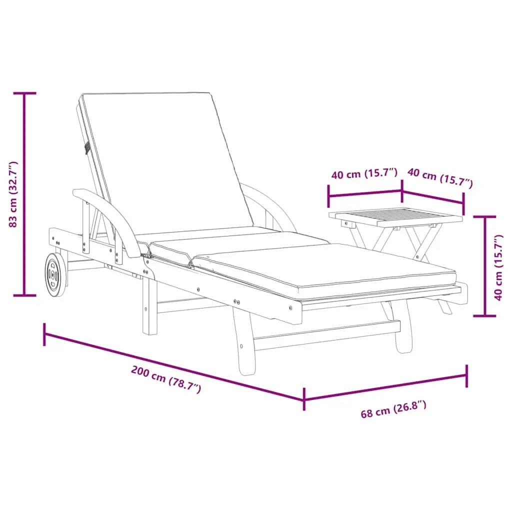 Sun Lounger with Pull-Out Table for Relaxation