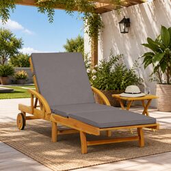 Cozy Sun Lounger with Pull-Out Table and Comfortable Cushion