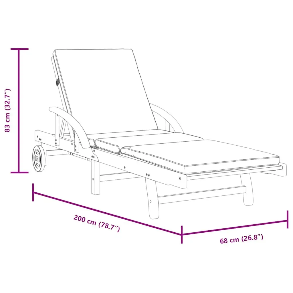Sun Loungers Outdoor Seating 2 Piece Solid Wood Acacia Brown with Cushions
