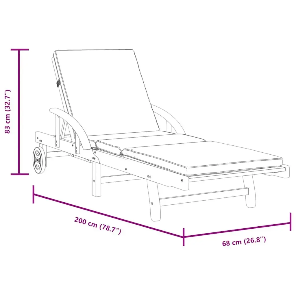 Sun Loungers Outdoor Reclining Chairs 200x68x83cm Brown Wood 2 pcs with Cushions