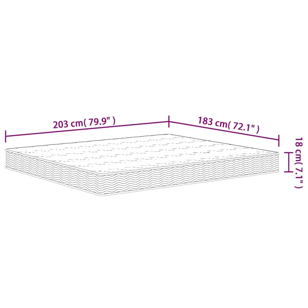 Bonnell Spring Mattress Medium Firm Support Breathable Fabric White 183x203cm