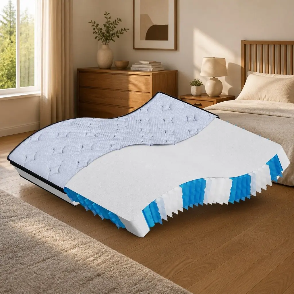 Pocket Spring Mattress Medium Firmness Queen Size 152x203 cm White 7 Zones Support