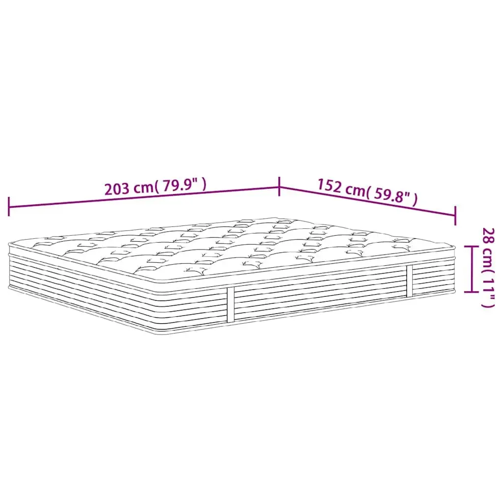Pocket Spring Mattress Medium Firmness Queen Size 152x203 cm White 7 Zones Support