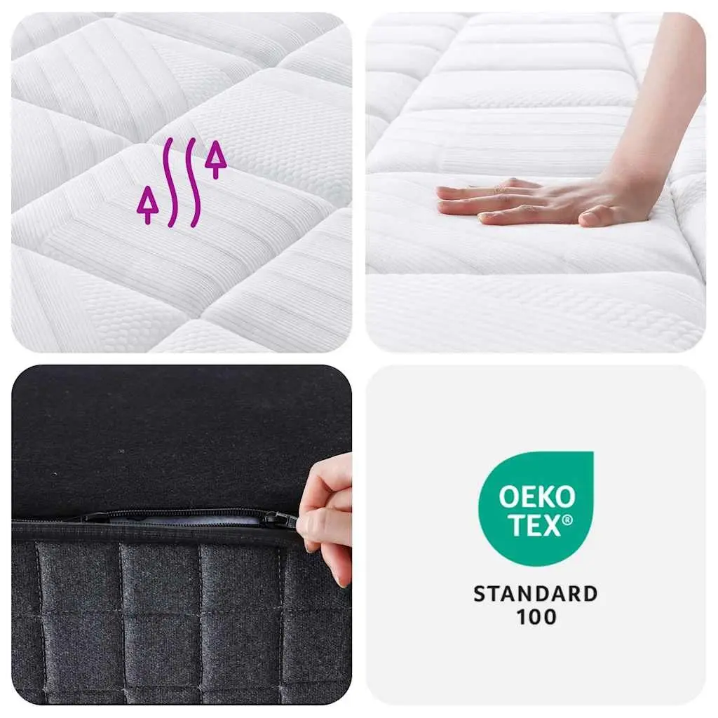 Pocket Spring Mattress Double Size Medium Plus 137x190 cm White Bedroom Sleeping