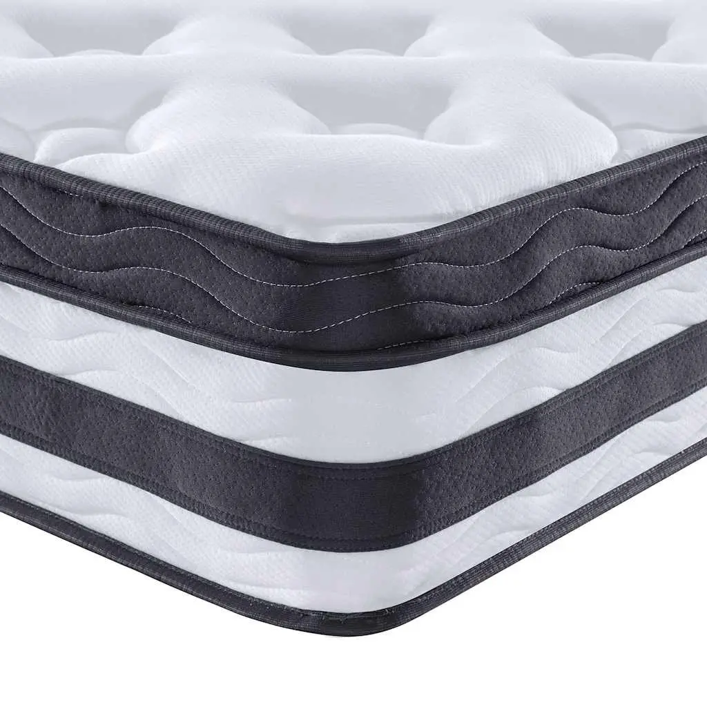 Pocket Spring Mattress Medium Firmness King Size 183x203cm 7 Zones Support White