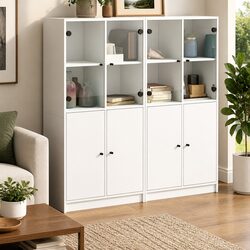 Reliable White Bookcase with Doors for Everyday Use